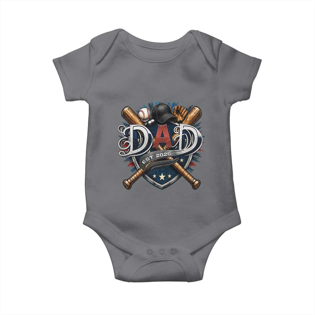 Baseball Dad Est 2026 Baby Onesie New Dad Father's Day Gift TS12 Charcoal Print Your Wear