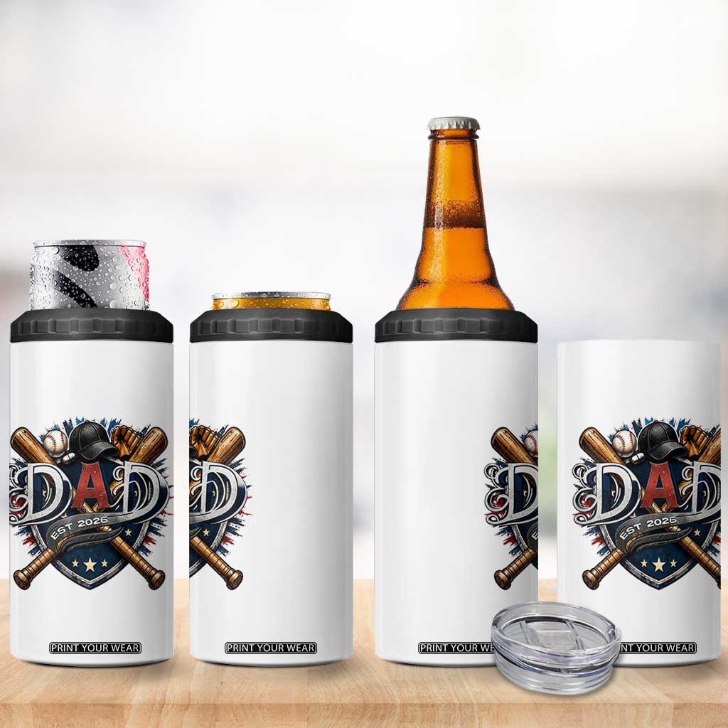 Baseball Dad Est 2026 4 in 1 Can Cooler Tumbler New Dad Father's Day Gift TS12 Print Your Wear