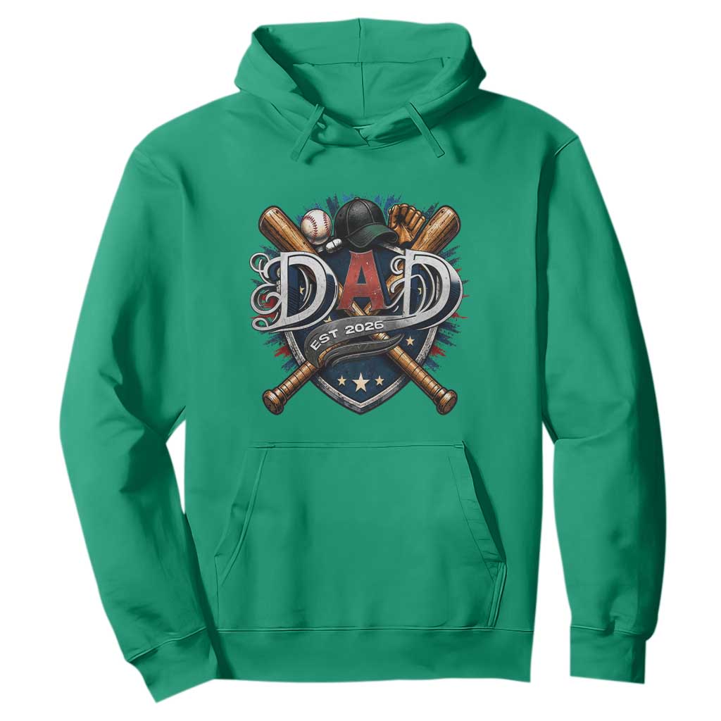 Baseball Dad Est 2026 Hoodie New Dad Father's Day Gift TS12 Irish Green Print Your Wear