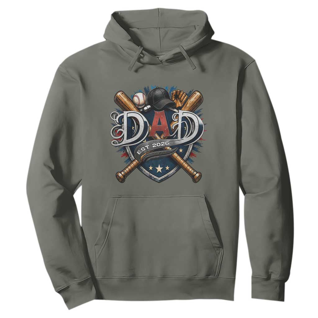 Baseball Dad Est 2026 Hoodie New Dad Father's Day Gift TS12 Military Green Print Your Wear