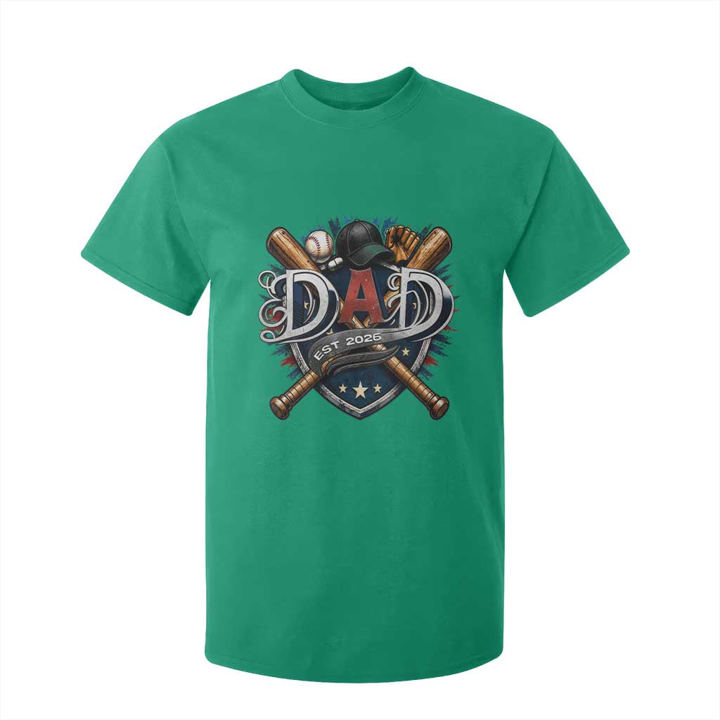 Baseball Dad Est 2026 T Shirt For Kid New Dad Father's Day Gift TS12 Irish Green Print Your Wear
