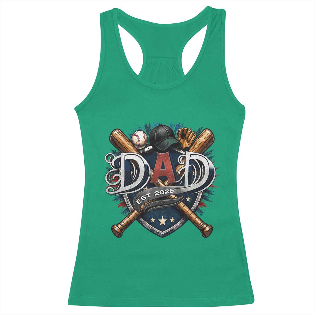 Baseball Dad Est 2026 Racerback Tank Top New Dad Father's Day Gift TS12 Irish Green Print Your Wear