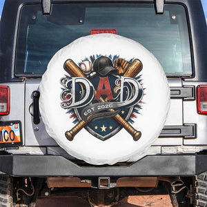 Baseball Dad Est 2026 Spare Tire Cover New Dad Father's Day Gift TS12 No hole White Print Your Wear