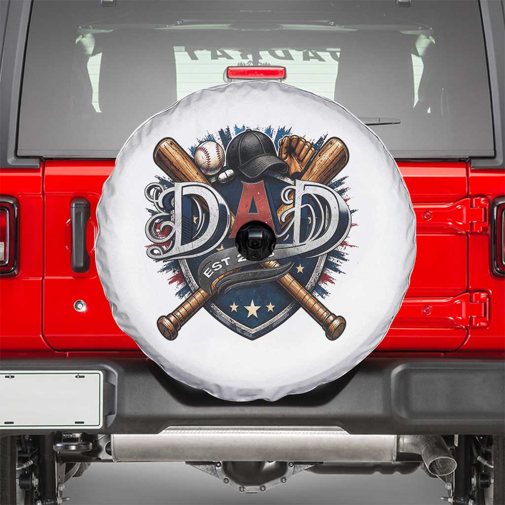 Baseball Dad Est 2026 Spare Tire Cover New Dad Father's Day Gift TS12 White Print Your Wear