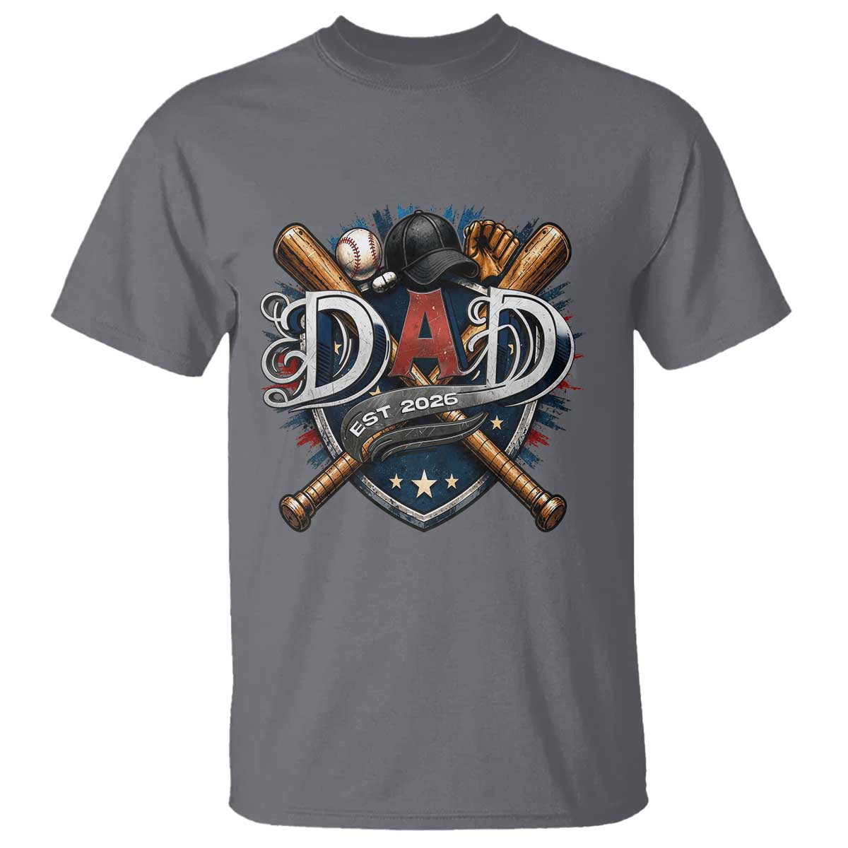 Baseball Dad Est 2026 T Shirt New Dad Father's Day Gift