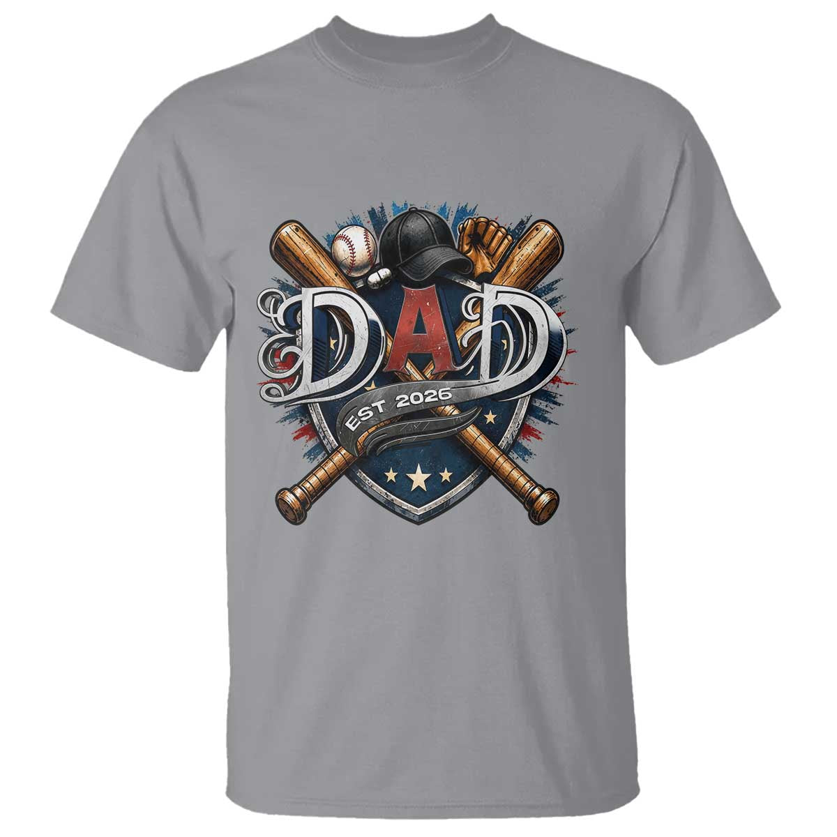 Baseball Dad Est 2026 T Shirt New Dad Father's Day Gift