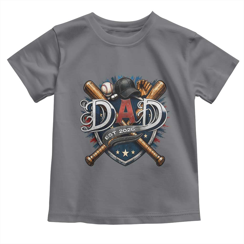 Baseball Dad Est 2026 Toddler T Shirt New Dad Father's Day Gift TS12 Charcoal Print Your Wear