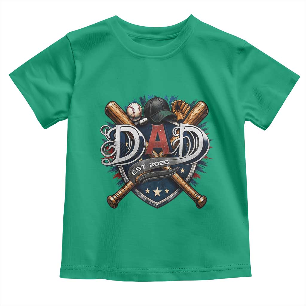 Baseball Dad Est 2026 Toddler T Shirt New Dad Father's Day Gift TS12 Irish Green Print Your Wear