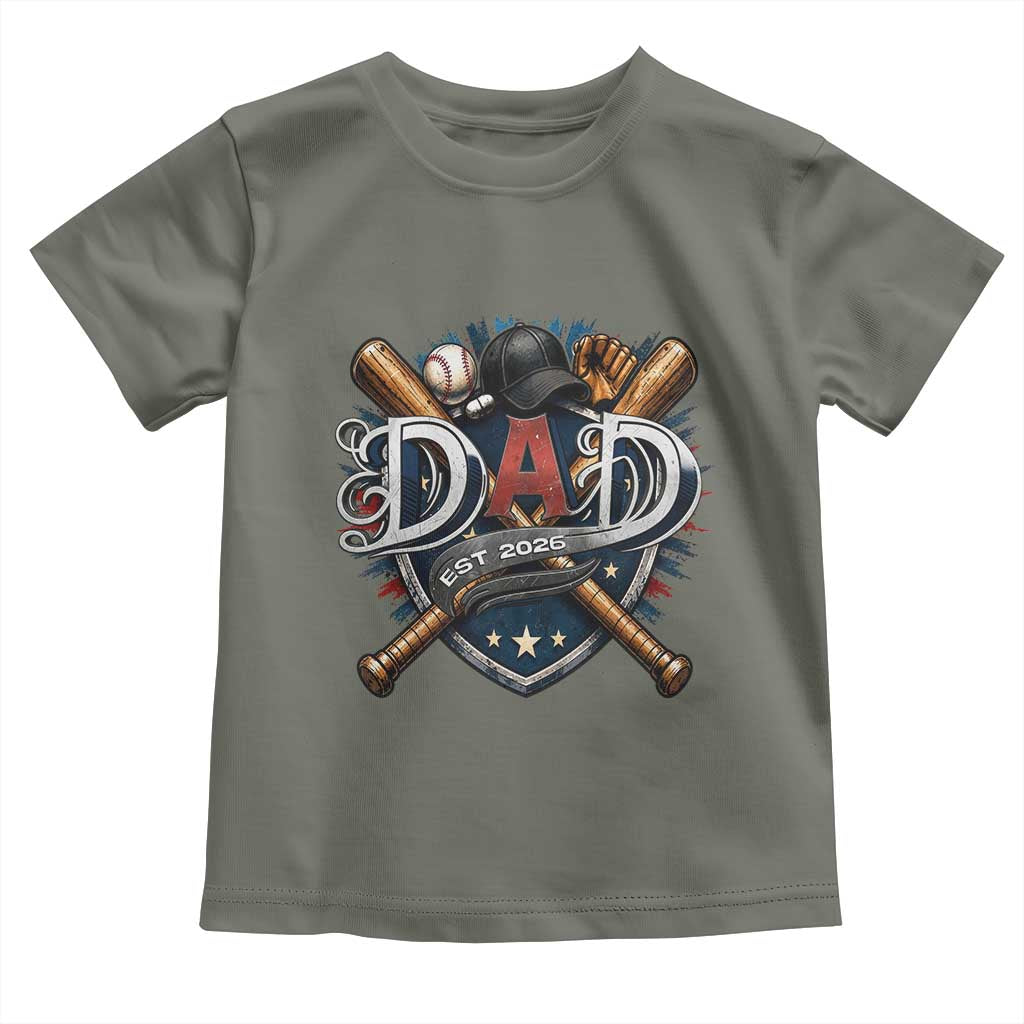 Baseball Dad Est 2026 Toddler T Shirt New Dad Father's Day Gift TS12 Military Green Print Your Wear
