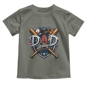 Baseball Dad Est 2026 Toddler T Shirt New Dad Father's Day Gift TS12 Military Green Print Your Wear