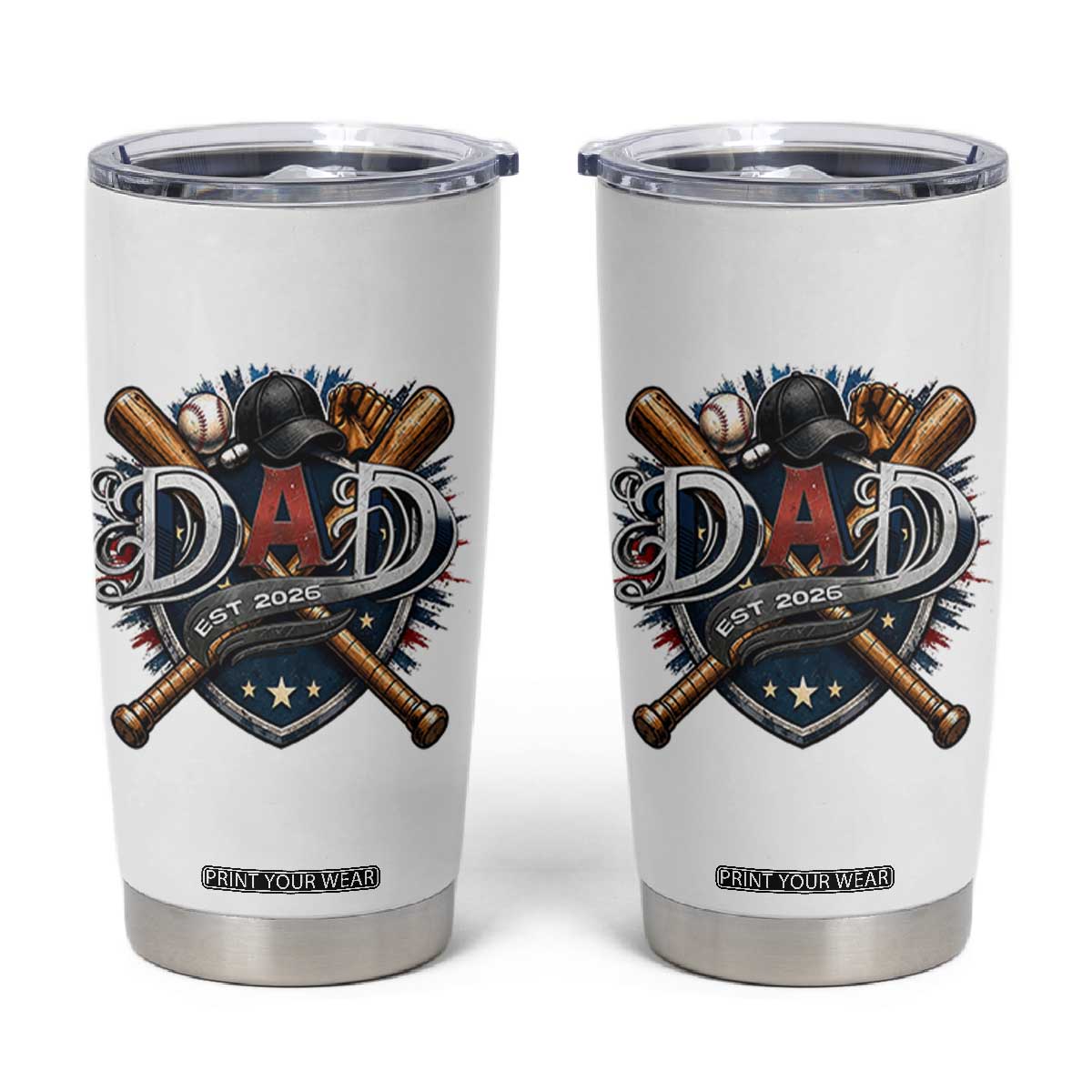 Baseball Dad Est 2026 Tumbler Cup New Dad Father's Day Gift TS12 White Print Your Wear