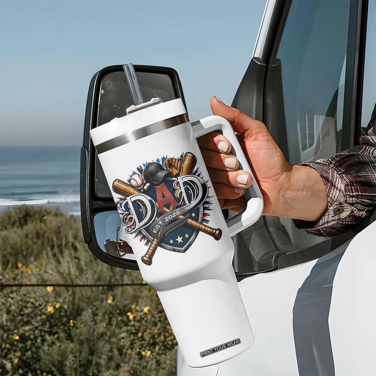 Baseball Dad Est 2026 Tumbler With Handle New Dad Father's Day Gift TS12 Print Your Wear