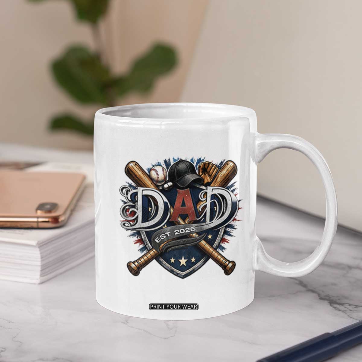 Baseball Dad Est 2026 Coffee Mug New Dad Father's Day Gift TS12 Print Your Wear