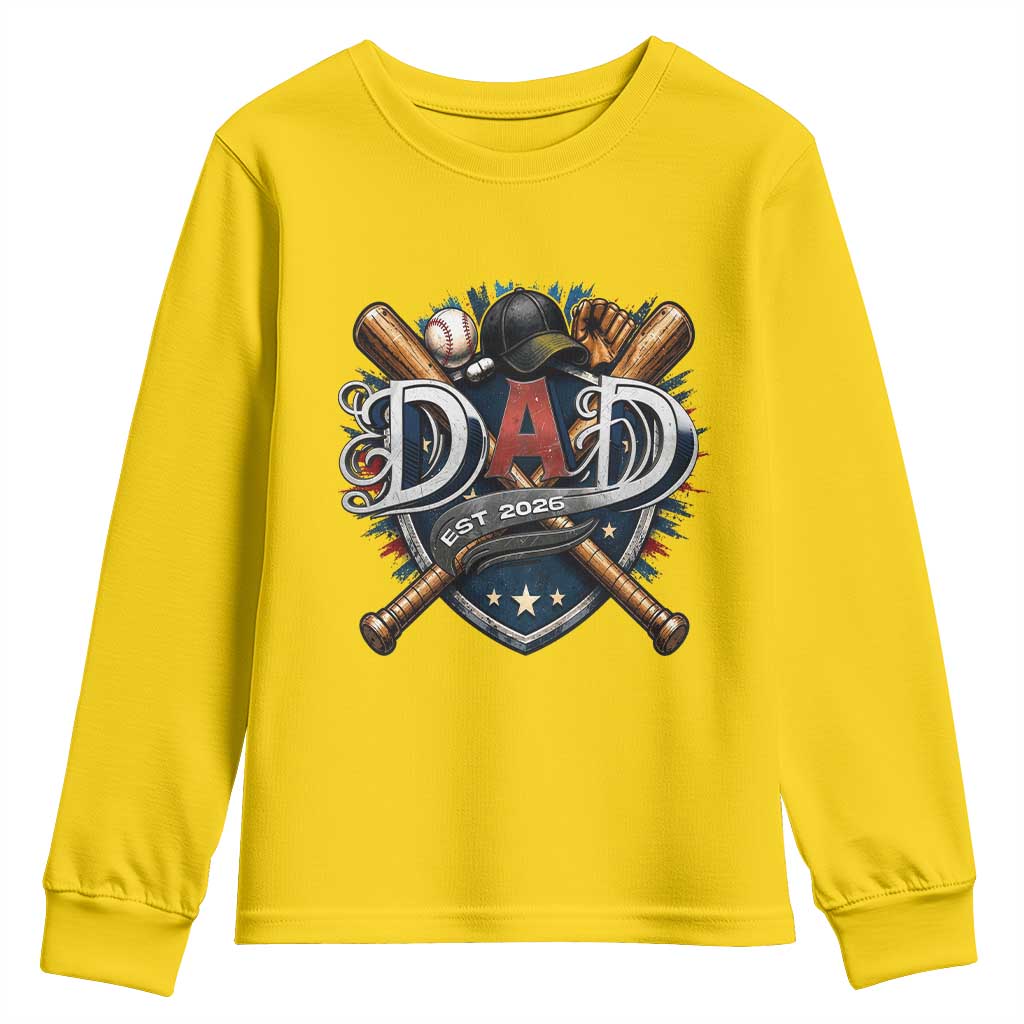 Baseball Dad Est 2026 Youth Sweatshirt New Dad Father's Day Gift TS12 Daisy Print Your Wear