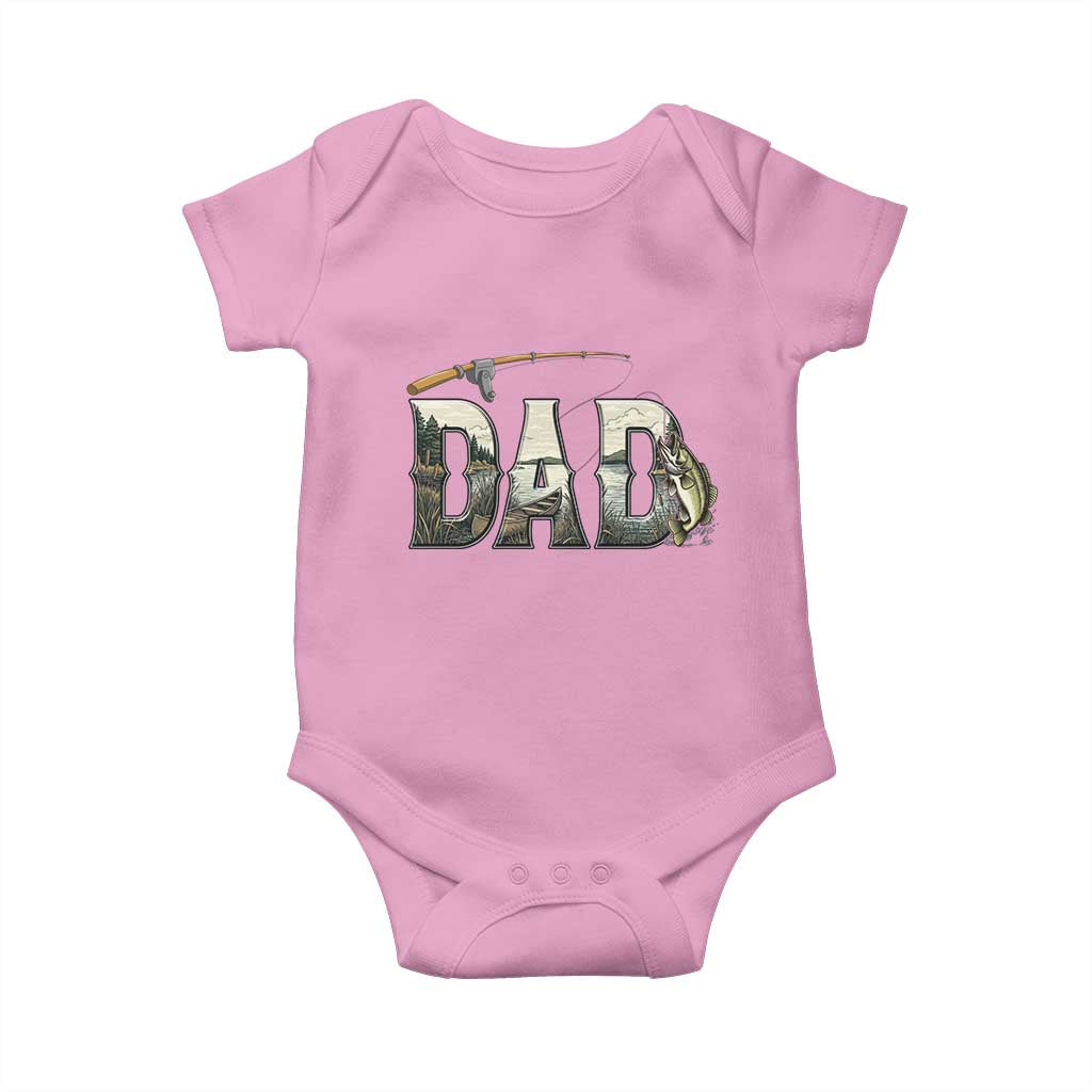 Fishing Dad Baby Onesie Funny Angler Fathers Day Gift TS12 Light Pink Print Your Wear