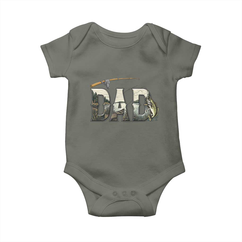 Fishing Dad Baby Onesie Funny Angler Fathers Day Gift TS12 Military Green Print Your Wear