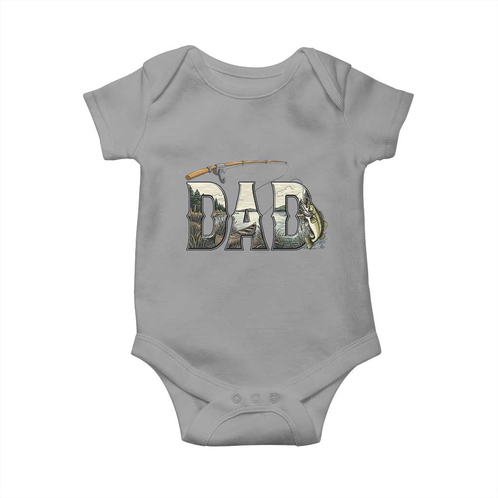 Fishing Dad Baby Onesie Funny Angler Fathers Day Gift TS12 Sport Gray Print Your Wear