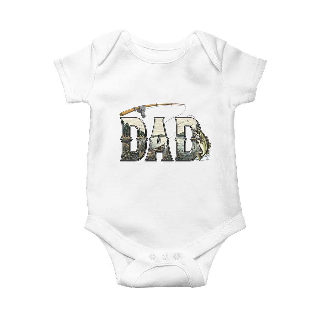 Fishing Dad Baby Onesie Funny Angler Fathers Day Gift TS12 White Print Your Wear