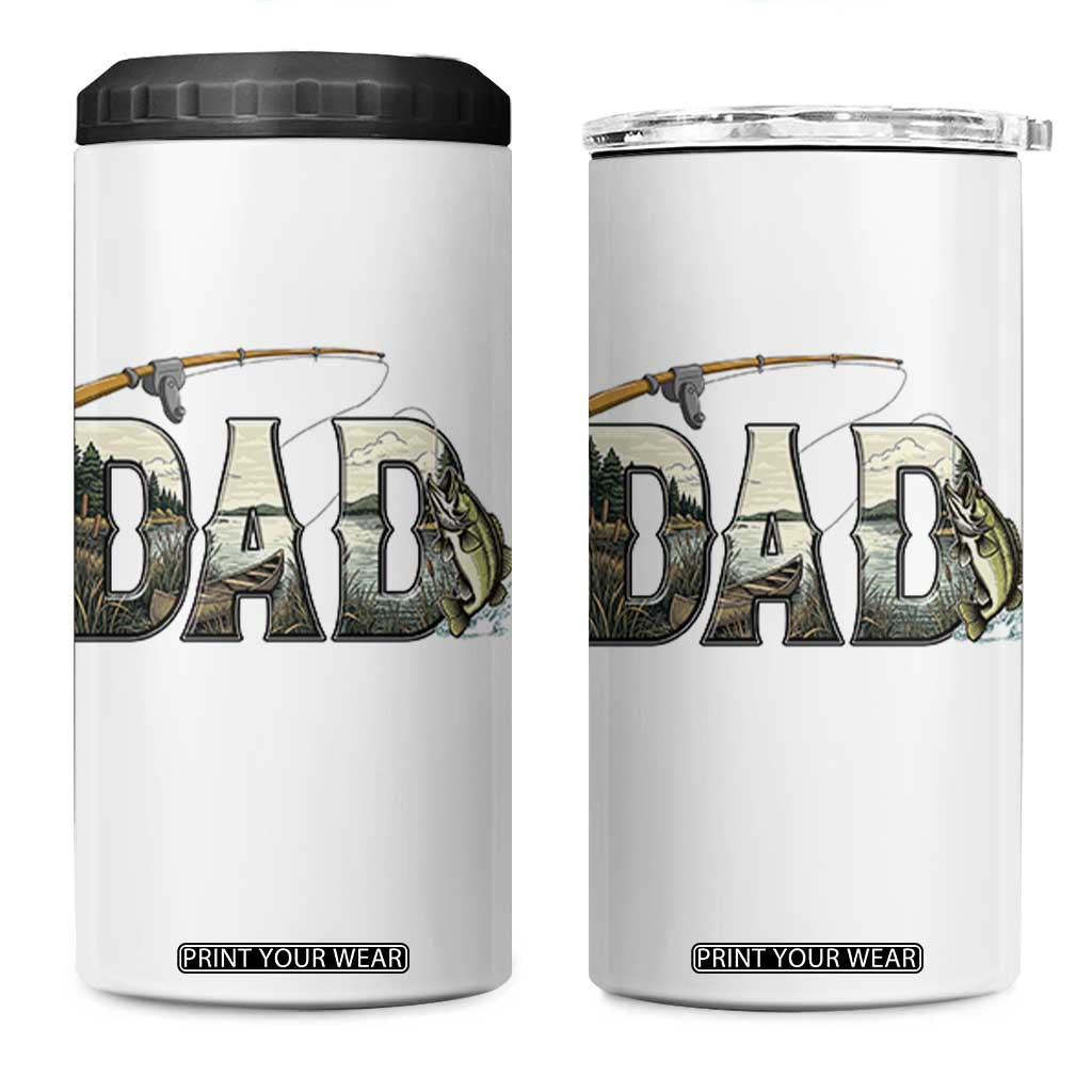 Fishing Dad 4 in 1 Can Cooler Tumbler Funny Angler Fathers Day Gift TS12 One Size: 16 oz White Print Your Wear
