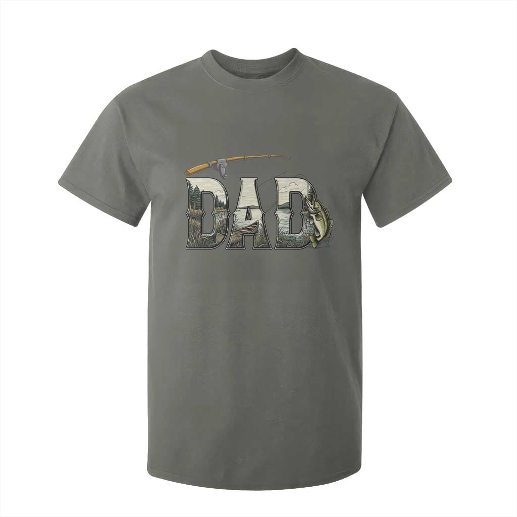 Fishing Dad T Shirt For Kid Funny Angler Fathers Day Gift TS12 Military Green Print Your Wear