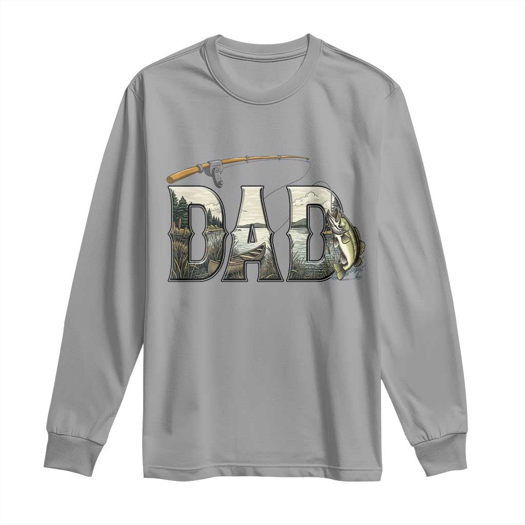 Fishing Dad Long Sleeve Shirt Funny Angler Fathers Day Gift TS12 Sport Gray Print Your Wear