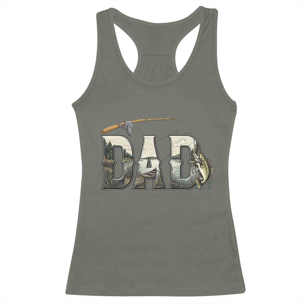 Fishing Dad Racerback Tank Top Funny Angler Fathers Day Gift TS12 Military Green Print Your Wear