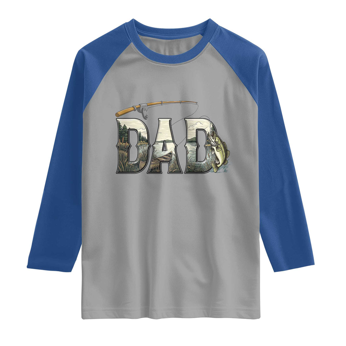 Fishing Dad Raglan Shirt Funny Angler Fathers Day Gift TS12 Sport Gray Royal Print Your Wear