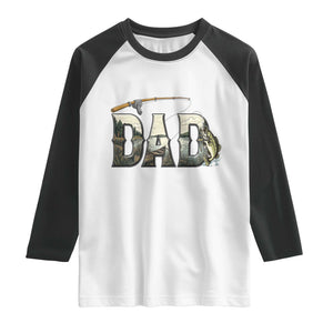 Fishing Dad Raglan Shirt Funny Angler Fathers Day Gift TS12 White Black Print Your Wear