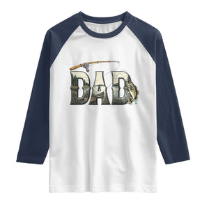 Fishing Dad Raglan Shirt Funny Angler Fathers Day Gift TS12 White Navy Print Your Wear