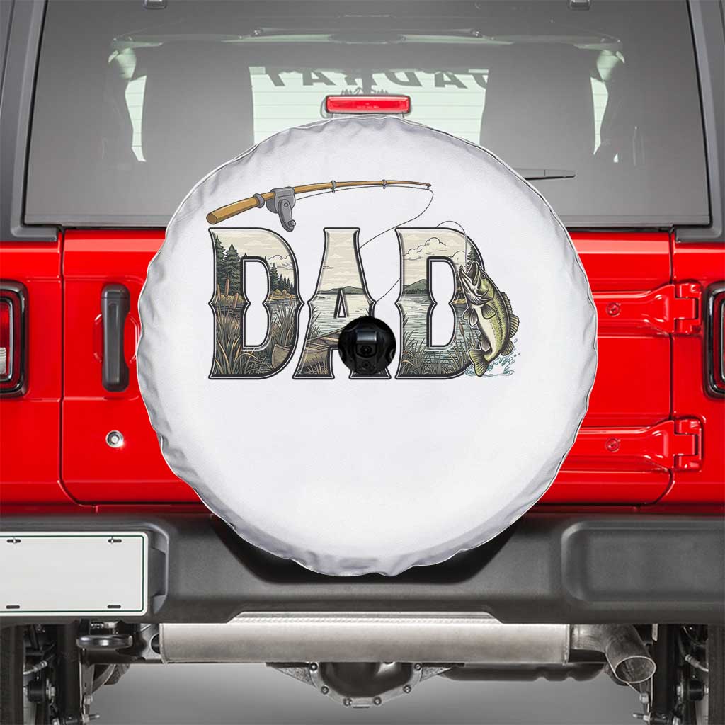 Fishing Dad Spare Tire Cover Funny Angler Fathers Day Gift TS12 White Print Your Wear