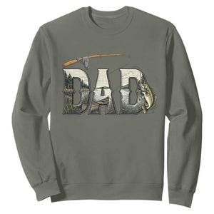 Fishing Dad Sweatshirt Funny Angler Fathers Day Gift TS12 Military Green Print Your Wear