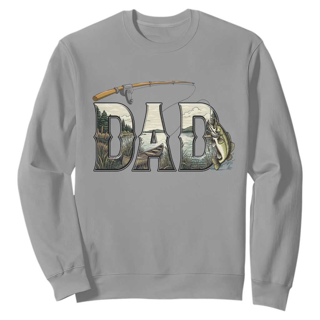 Fishing Dad Sweatshirt Funny Angler Fathers Day Gift TS12 Sport Gray Print Your Wear