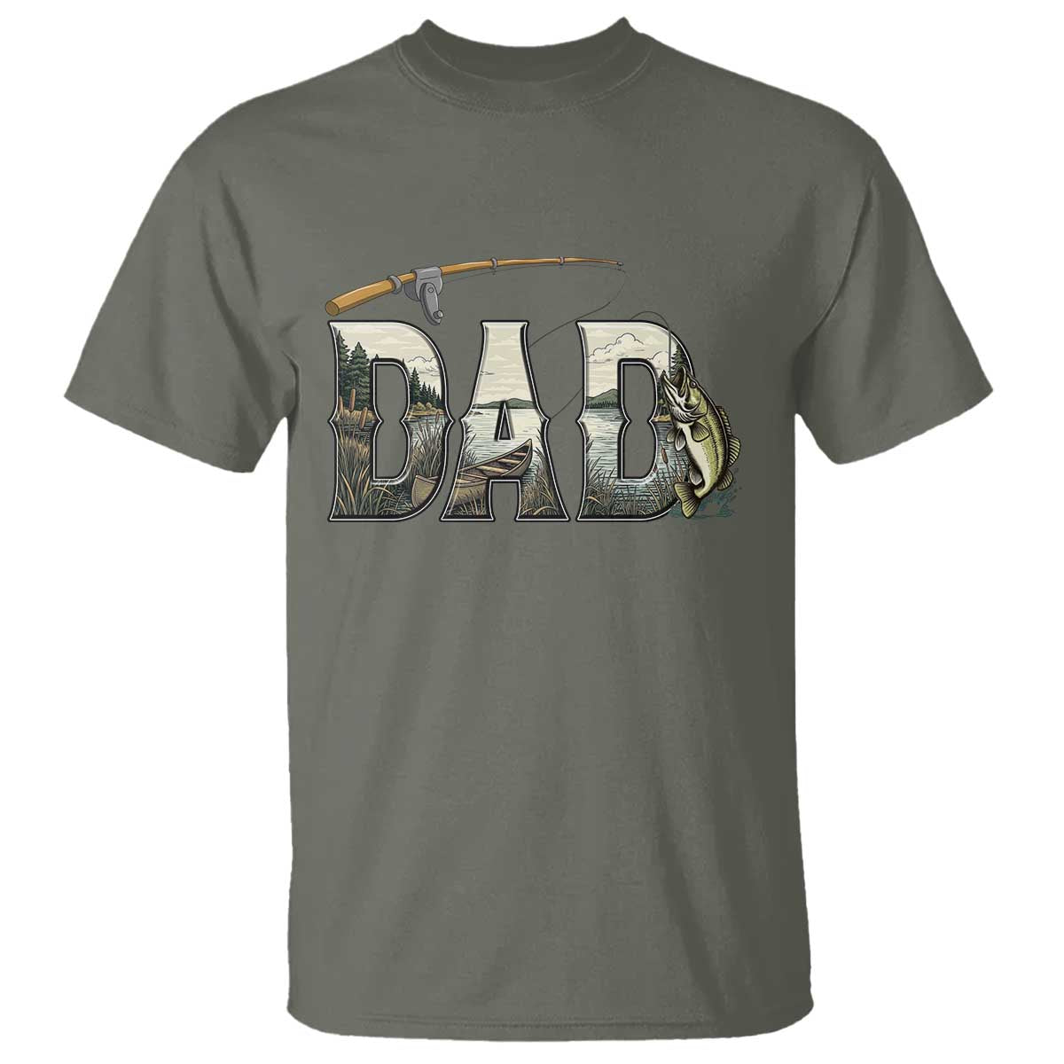 Fishing Dad T Shirt Funny Angler Fathers Day Gift TS12 Military Green Print Your Wear