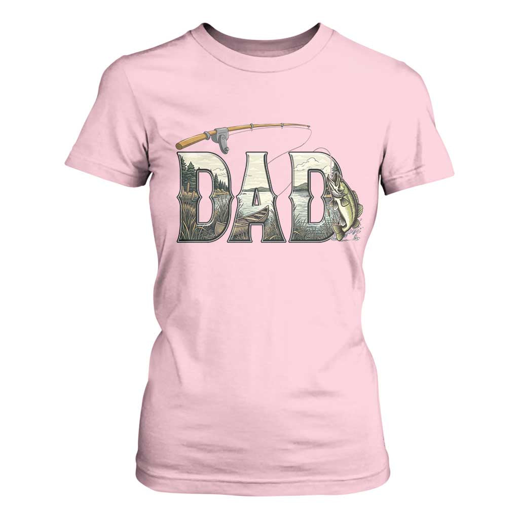 Fishing Dad T Shirt For Women Funny Angler Fathers Day Gift TS12 Light Pink Print Your Wear