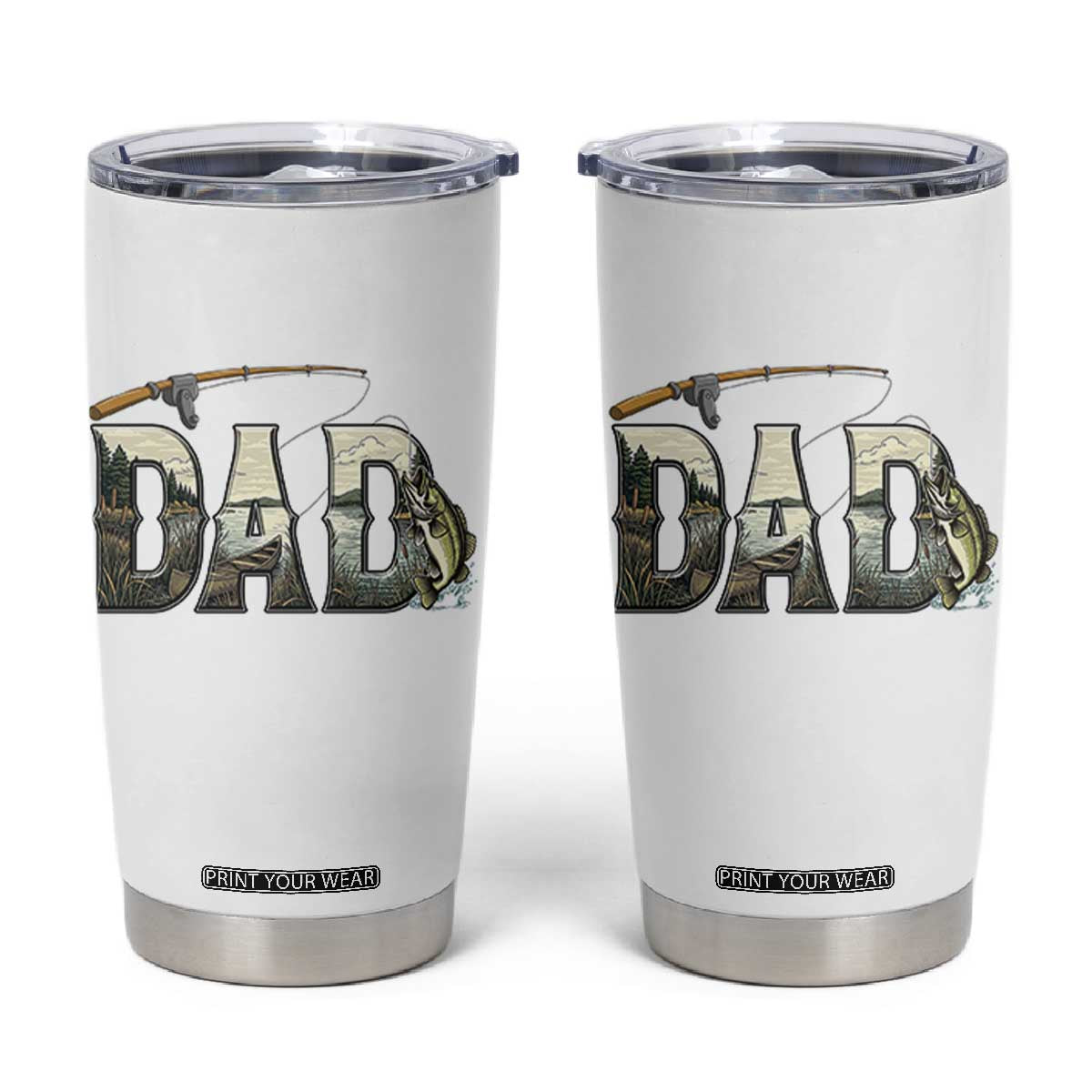 Fishing Dad Tumbler Cup Funny Angler Fathers Day Gift TS12 White Print Your Wear