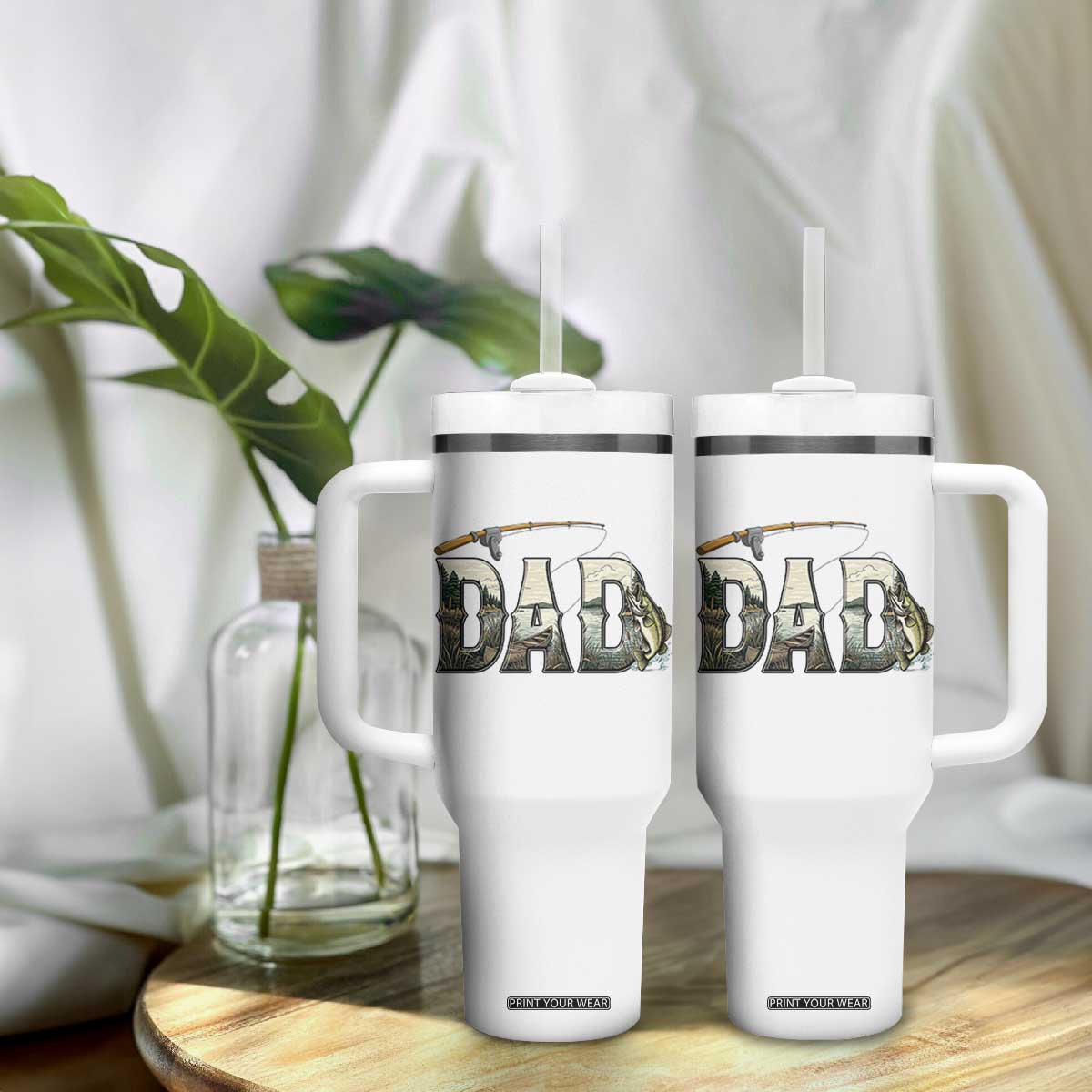 Fishing Dad Tumbler With Handle Funny Angler Fathers Day Gift TS12 Print Your Wear