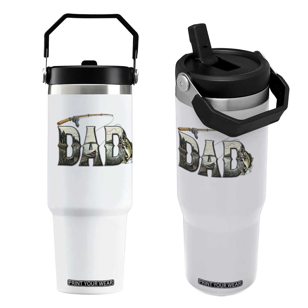 Fishing Dad Flip Straw Tumbler Funny Angler Fathers Day Gift TS12 One Size: 30 oz White Print Your Wear