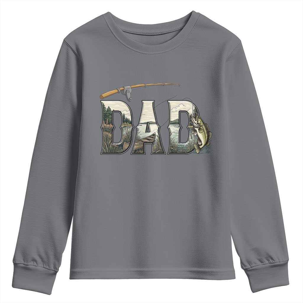 Fishing Dad Youth Sweatshirt Funny Angler Fathers Day Gift TS12 Charcoal Print Your Wear