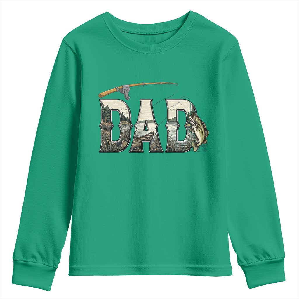 Fishing Dad Youth Sweatshirt Funny Angler Fathers Day Gift TS12 Irish Green Print Your Wear