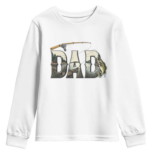 Fishing Dad Youth Sweatshirt Funny Angler Fathers Day Gift TS12 White Print Your Wear