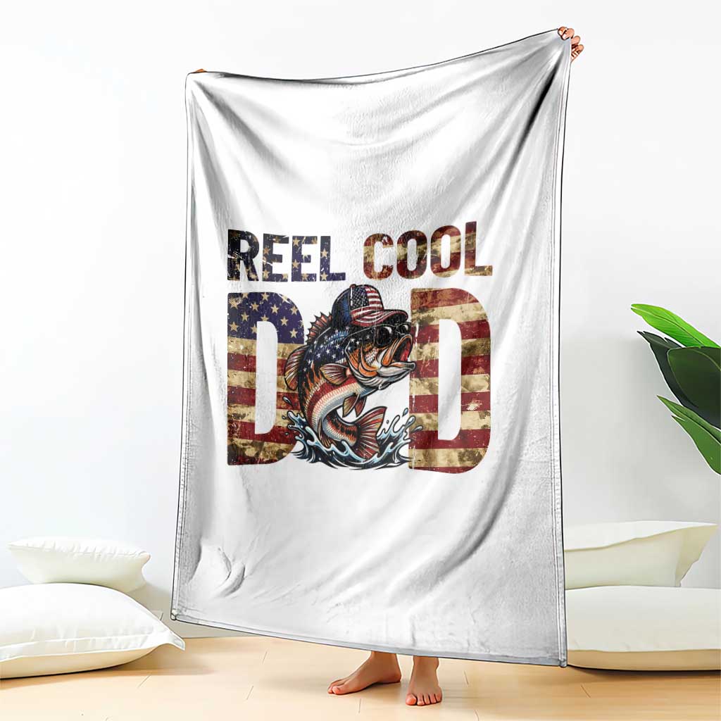 Patriotic Reel Cool Dad Throw Blanket American Flag Fishing Fathers Day Gift TS12 Print Your Wear