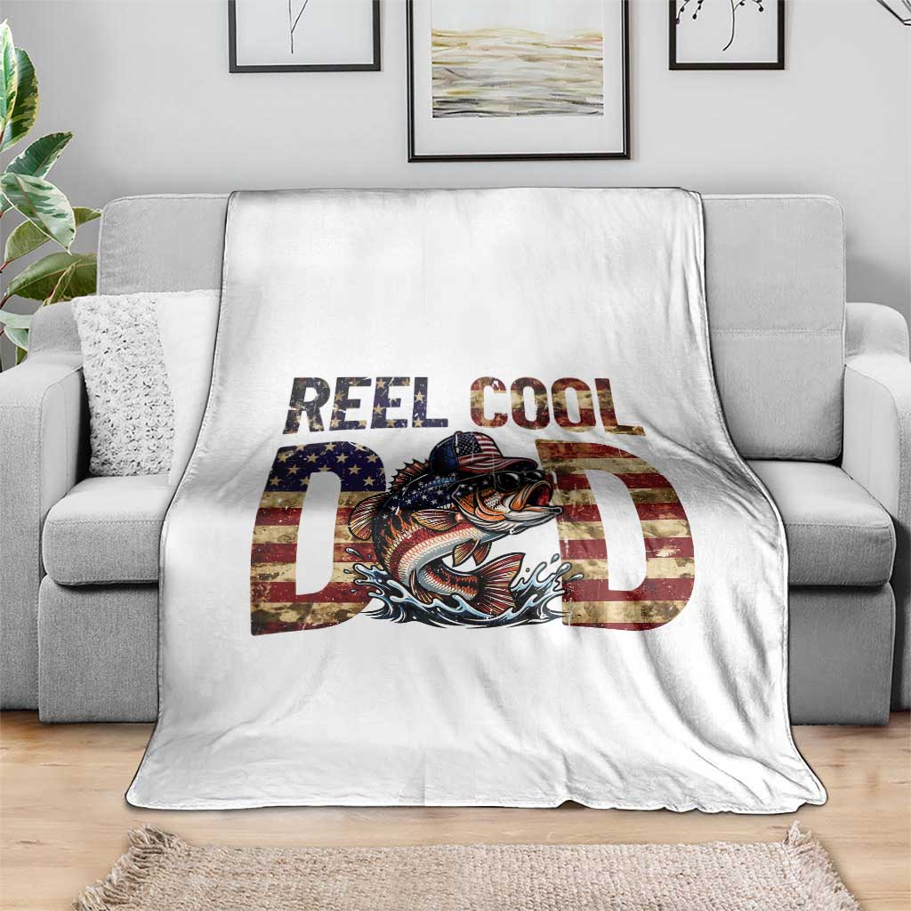 Patriotic Reel Cool Dad Throw Blanket American Flag Fishing Fathers Day Gift TS12 Print Your Wear