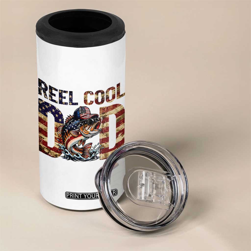 Patriotic Reel Cool Dad 4 in 1 Can Cooler Tumbler American Flag Fishing Fathers Day Gift TS12 Print Your Wear