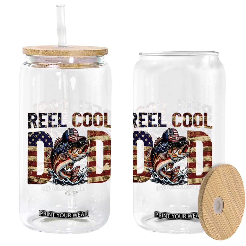 Patriotic Reel Cool Dad Glass Can American Flag Fishing Fathers Day Gift TS12 Print Your Wear