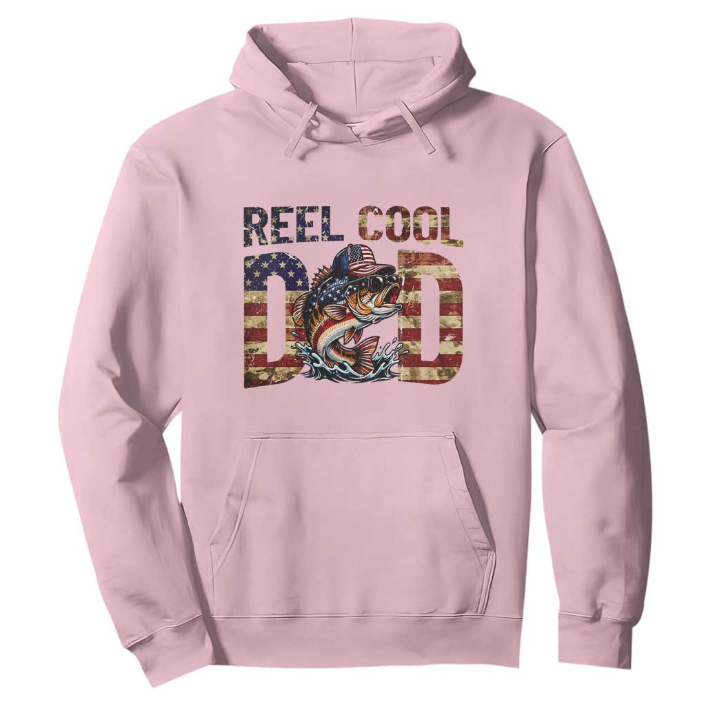 Patriotic Reel Cool Dad Hoodie American Flag Fishing Fathers Day Gift TS12 Light Pink Print Your Wear