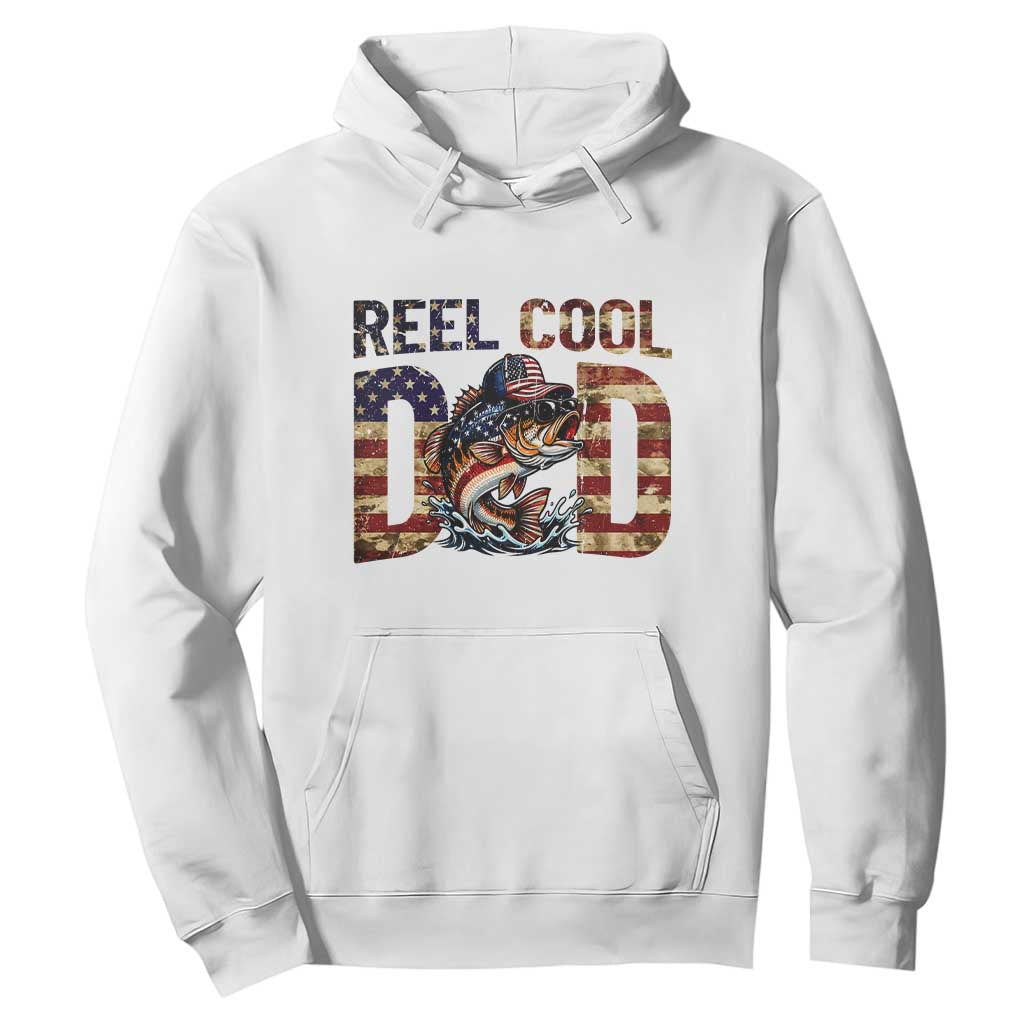 Patriotic Reel Cool Dad Hoodie American Flag Fishing Fathers Day Gift TS12 White Print Your Wear