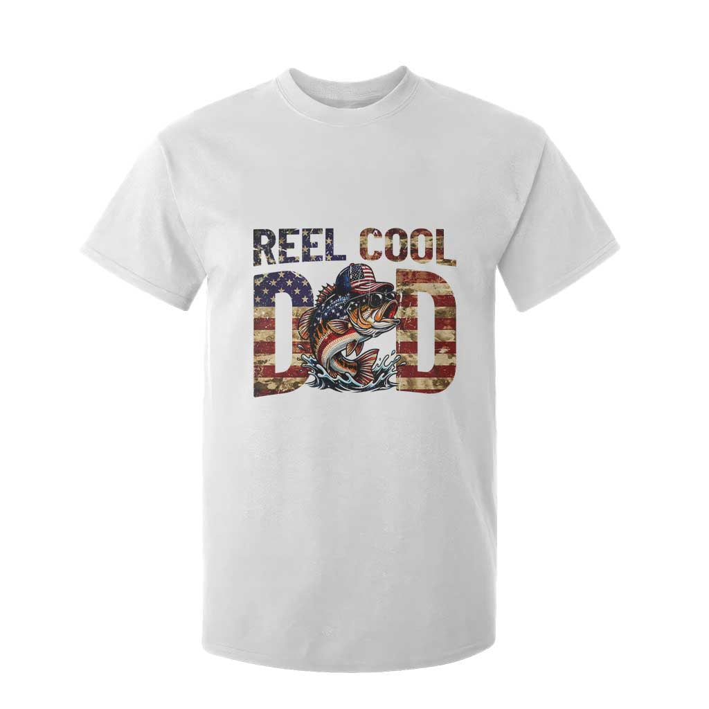 Patriotic Reel Cool Dad T Shirt For Kid American Flag Fishing Fathers Day Gift TS12 White Print Your Wear