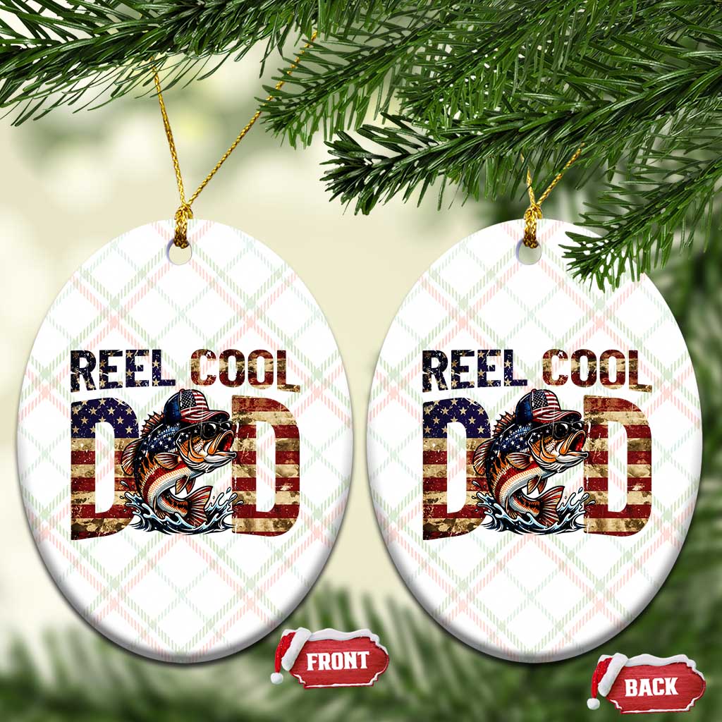 Patriotic Reel Cool Dad Ceramic Ornament American Flag Fishing Fathers Day Gift TS12 Print Your Wear