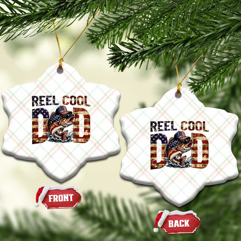 Patriotic Reel Cool Dad Ceramic Ornament American Flag Fishing Fathers Day Gift TS12 Print Your Wear