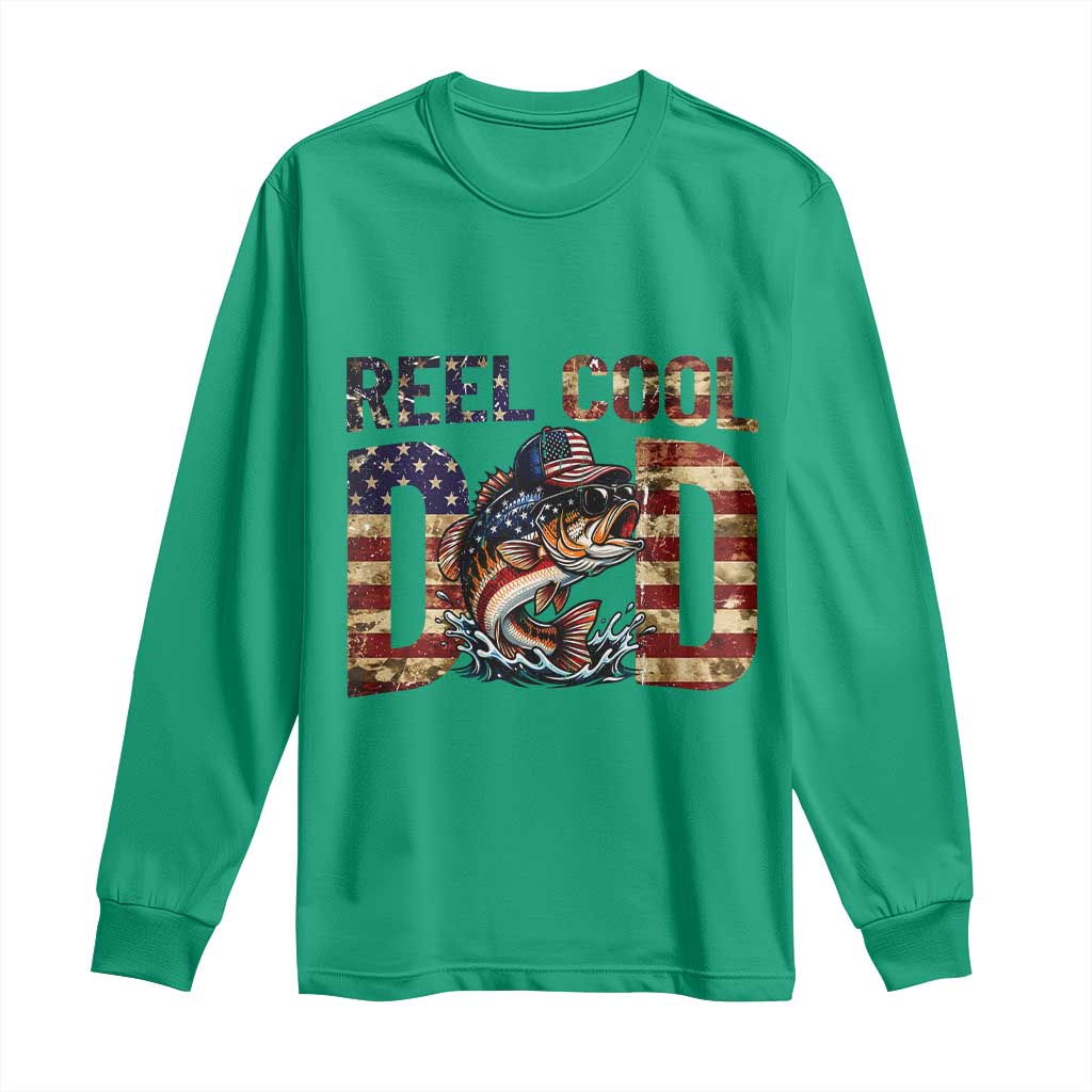 Patriotic Reel Cool Dad Long Sleeve Shirt American Flag Fishing Fathers Day Gift TS12 Irish Green Print Your Wear